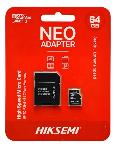 Memoria MicroSD 64GB Neo Plus p/camaras - Hiksemi