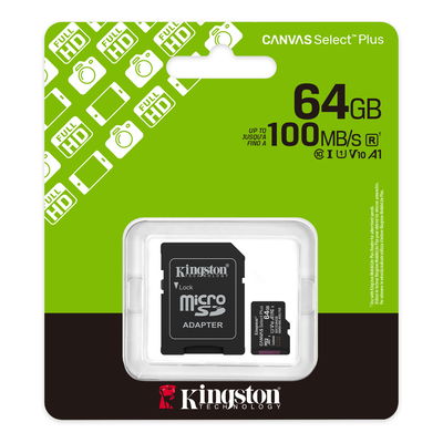 Memorias MicroSD KINGSTON 64GB SDCS3/64GB  c/Adap  Canvas S Plus CL10