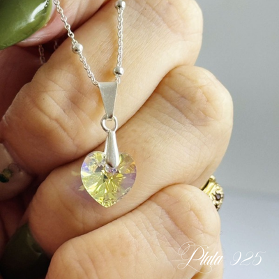 Conjunto swaroski amarillo claro PLATA 925