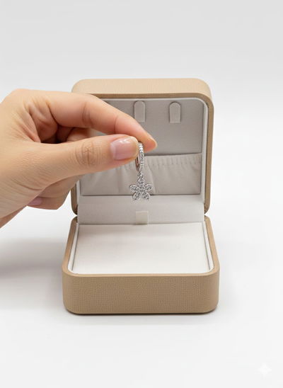 aros flor con piedras