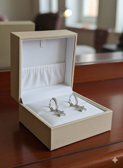 aros estrella con piedras