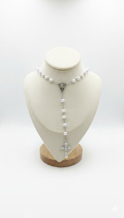 rosario perlas silver