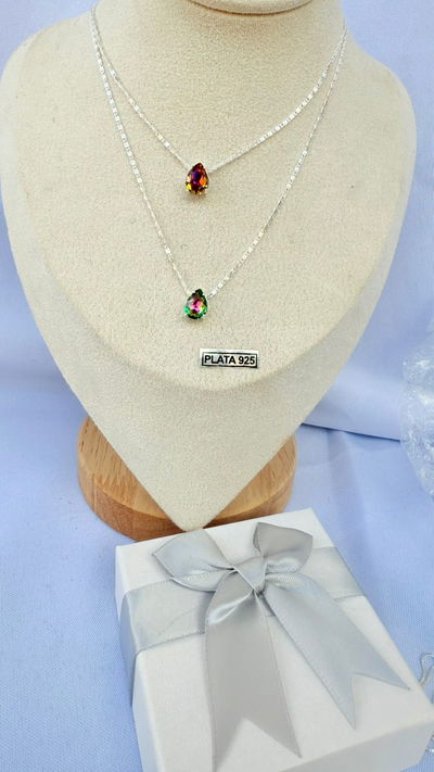 Conjunto gota plata 925 color miel