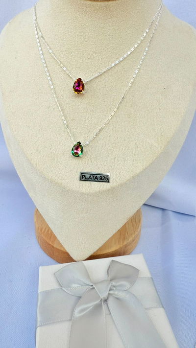 Conjunto gota plata 925 verde