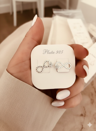 Aros infinito con piedra plata 925