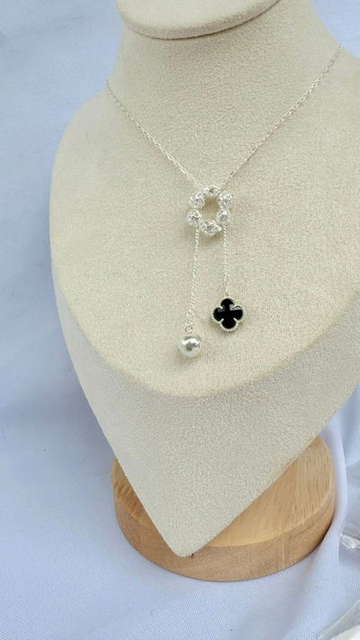 Conjunto onix plata 925