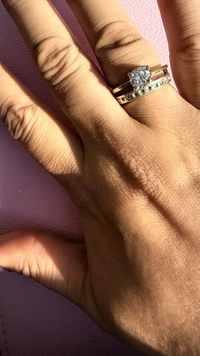 Anillo compromiso plata y oro