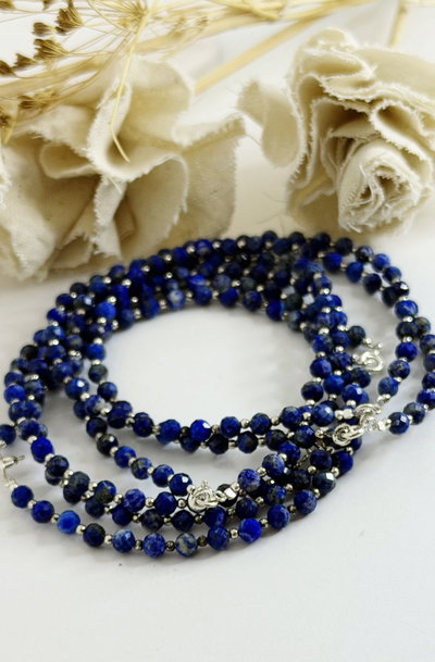 Pulsera azul piedras naturales plata 925
