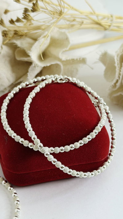 Pulsera bolitas arenadas plata 925 