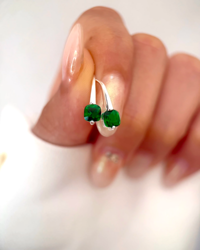 Aros lucky green plata 925