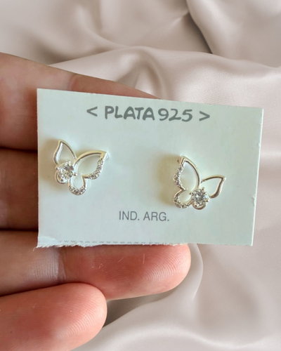 Aros pasante mariposa plata 925