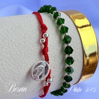pulsera verde plata 925