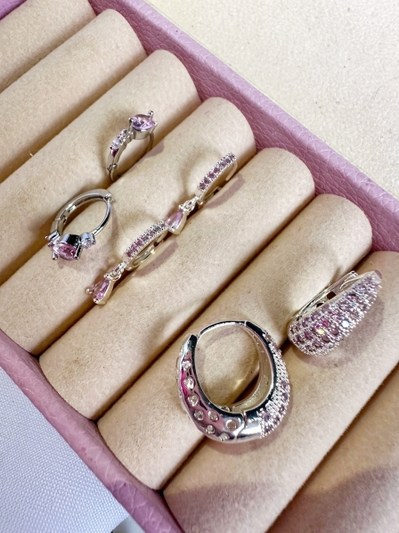 Juego de aros rosa acero