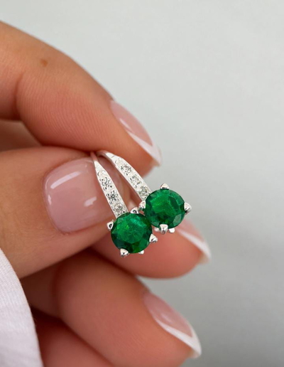 Aros esmerala plata italiana 925
