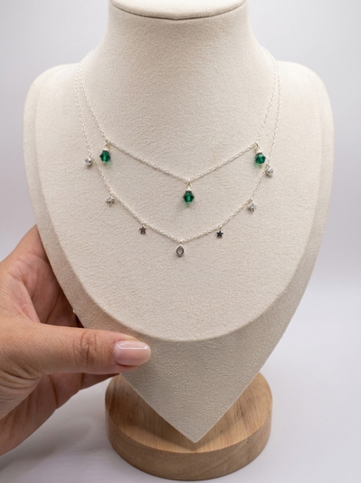Gargantilla verde esmeralda plata 925