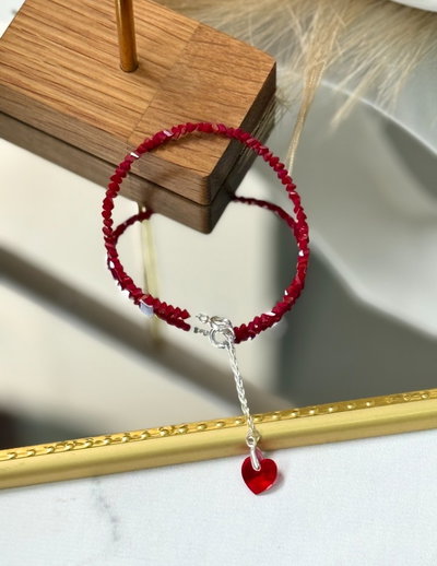 Pulsera roja con dije Swarovski plata 925