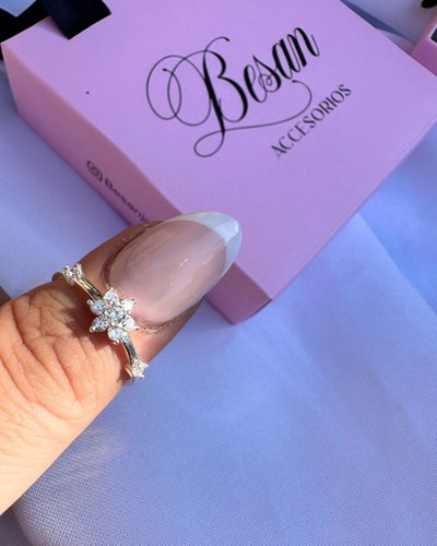 Anillo flor plata italiana 925