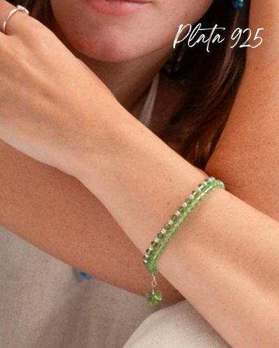 Pulsera verde swarovski plata 925