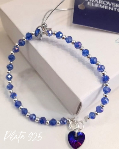Pulsera blue swarovski plata 925