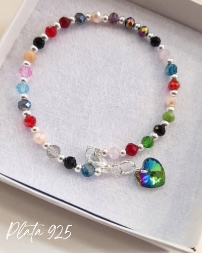 Pulsera arcoiris swarovski plata 925