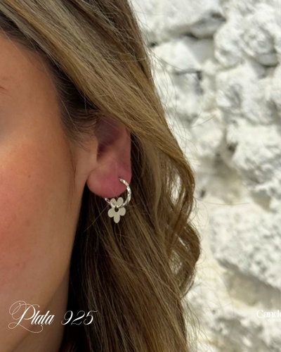 Aros flor plata italiana 925