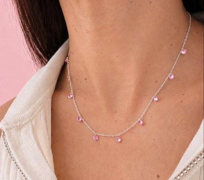 Gargantilla pink plata 925 con swarovski