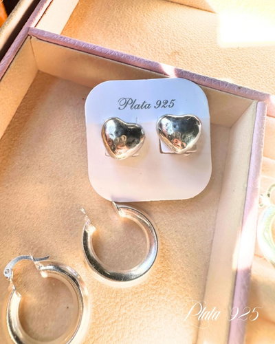 Aros corazón plata italy 925