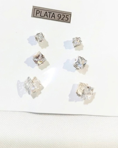 trio rectangular plata 925