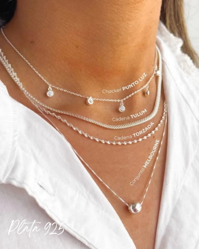 Conjunto melbourne bola lisa plata 925