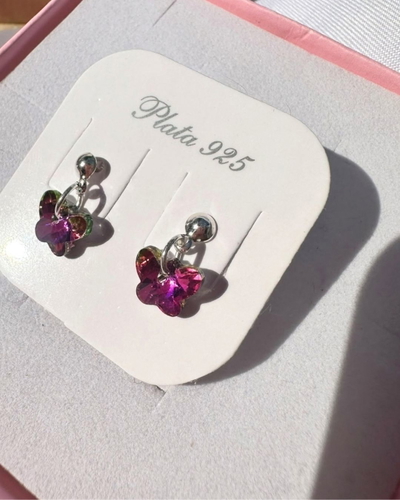 Aros mariposas swarovski plata 925