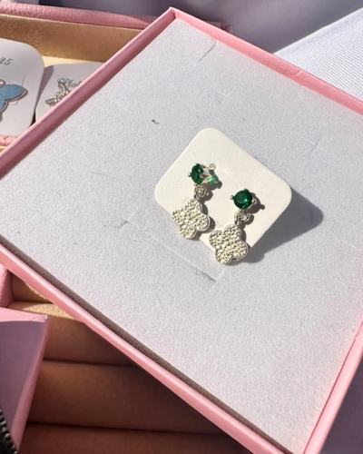Aros analia esmeralda plata 925