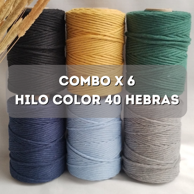 Combo x 6 hilos de algodon color 40 hebras