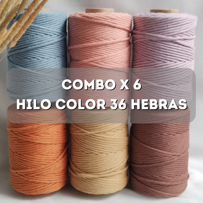 Combo x 6 hilos de algodon color 36 hebras