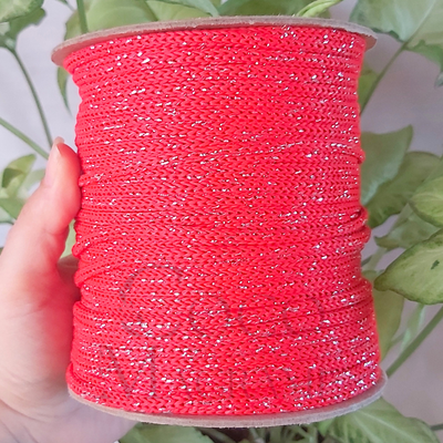 Cordón polipropileno 4mm Rojo con Lurex - 100 mts