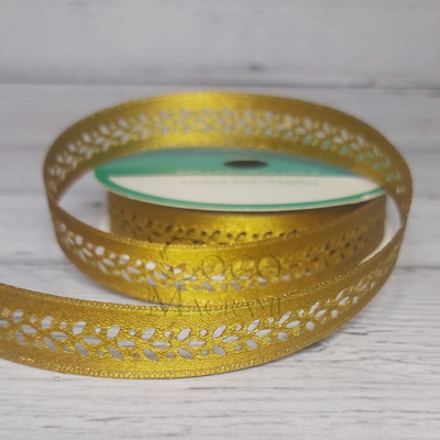 Cinta navideña trigal dorado 15mm  x 10 mts