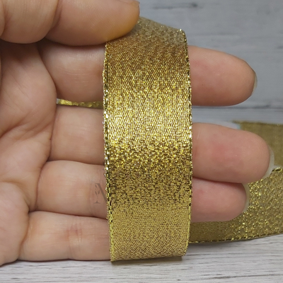 Cinta navideña Lurex dorado 25mm  x mt