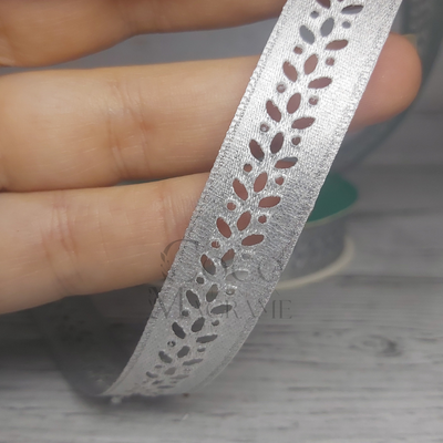 Cinta navideña trigal plateado 15mm  x 10 mts