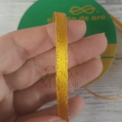 Cinta navideña ralur dorado Nro 1 - 6mm  x 1 mt