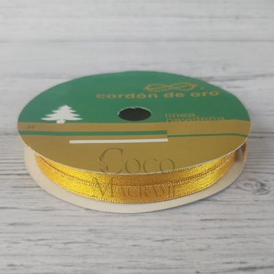 Cinta navideña ralur dorado Nro 1 - 6mm  x 10 mts