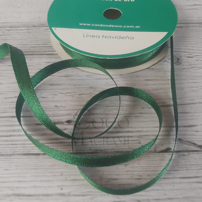 Cinta navideña ralur verde Nro 1 - 6mm  x 1 mt