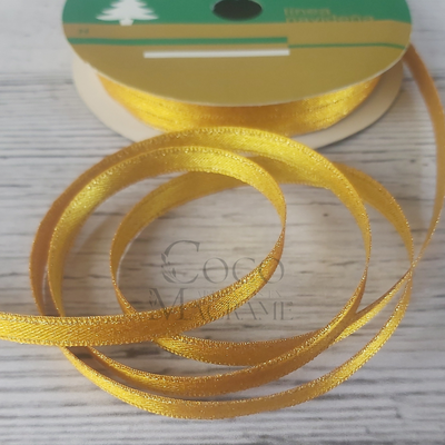 Cinta navideña ralur dorado Nro 1 - 6mm  x 1 mt