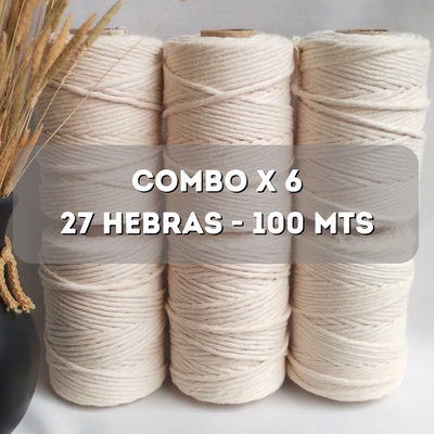 Combo x6 bobinas crudo 27 hebras