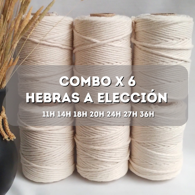 Combo x6 bobinas crudo hebras a elección 