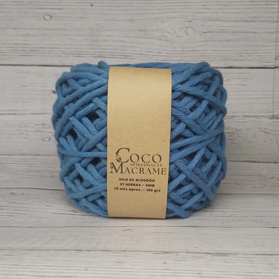 Hilo de algodón 27 h. Azul jean 4mm x unidad 