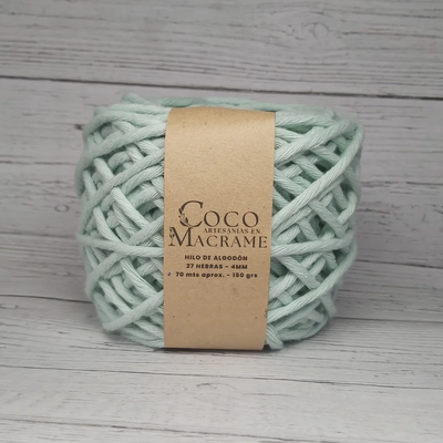 Hilo de algodón 27 h. Verde agua 4mm x unidad 