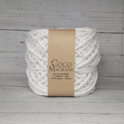 Hilo de algodón 27 h. Blanco 4mm x unidad 