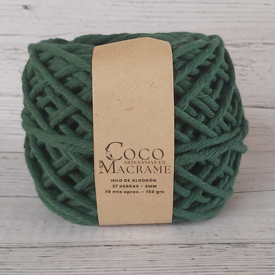 Hilo de algodón 27 h. Verde navidad 4mm x unidad