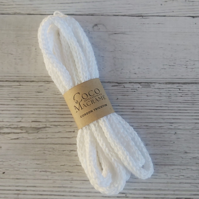 Cordon tejido tricotin 2 mts - Blanco