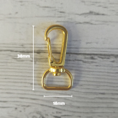 Mosquetón metálico Dorado - 18mm x 38mm x un.