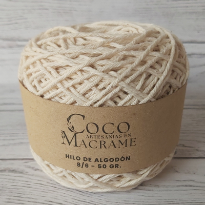 Hilo de algodón 8/6 ovillo 50gr. - Natural